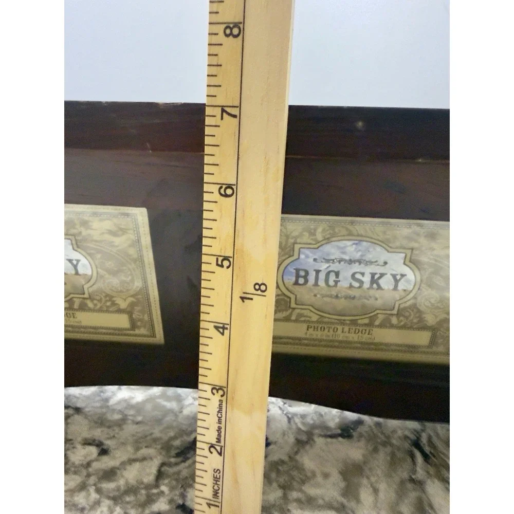 Vintage Big Sky Wood Photo Ledge Shelf Double 4x6 Picture Frame  Rustic Cabin